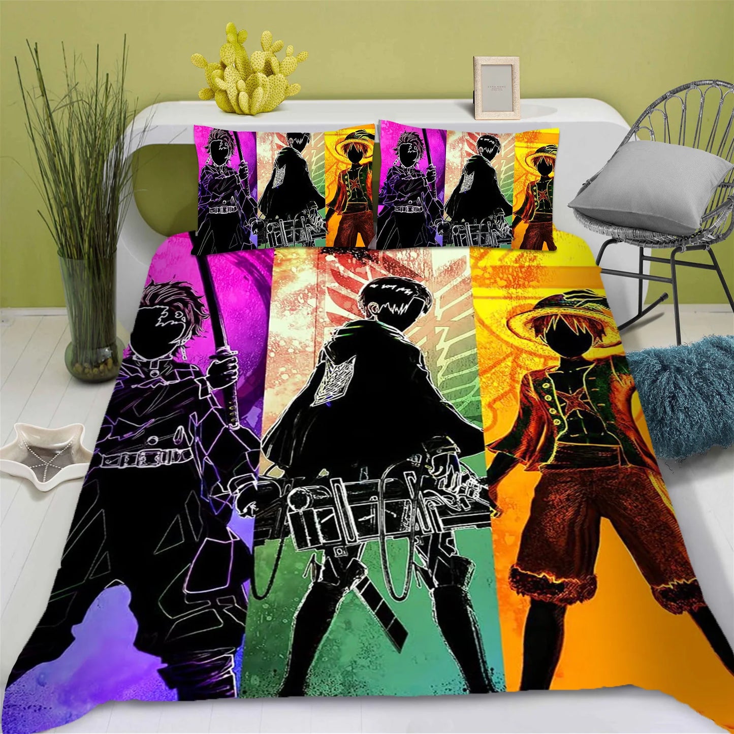 Parure de Lit One Piece - Portraits Silhouettes Équipage (Coloré)