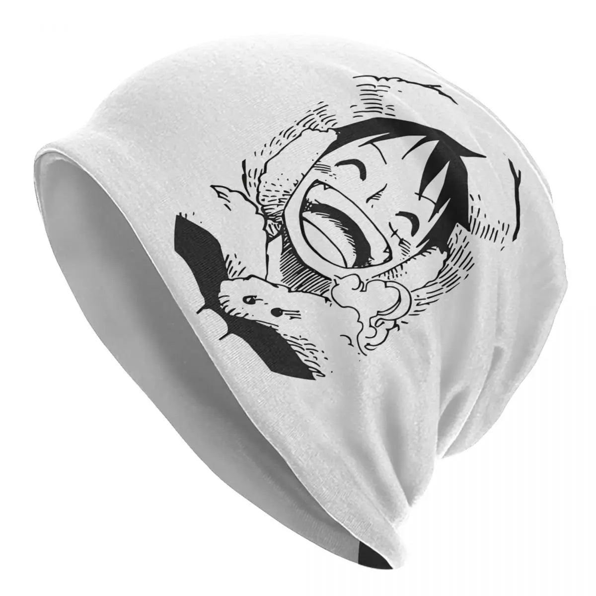 Bonnet One Piece - Luffy Rire Esquisse Blanc