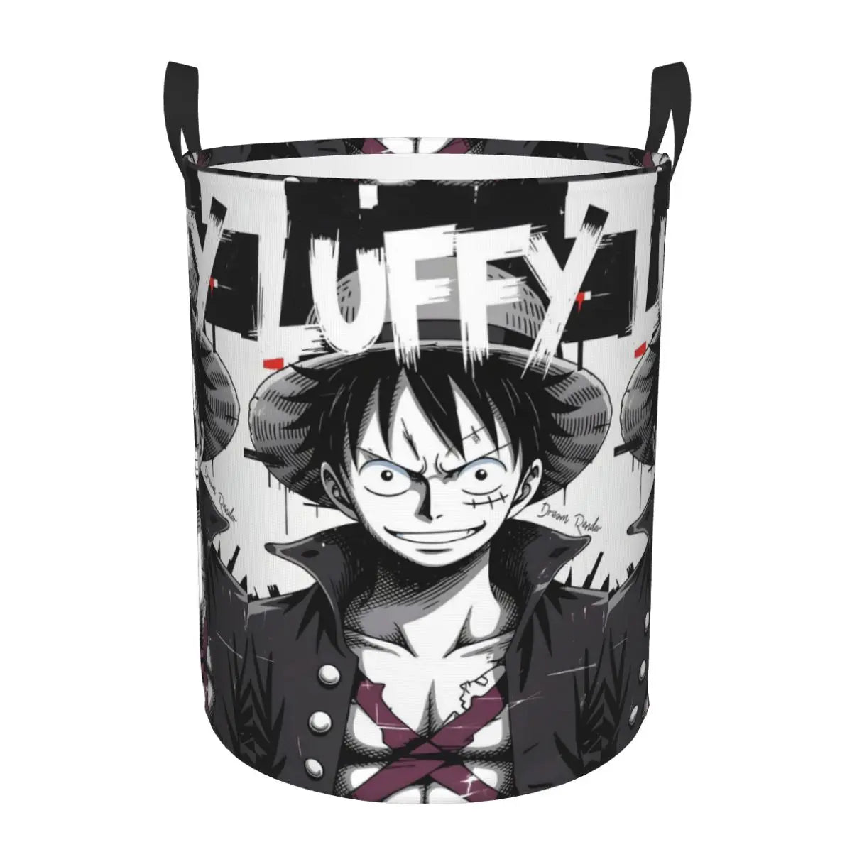 Cestino portaoggetti One Piece - Ritratto di Monkey D. Luffy in bianco e nero