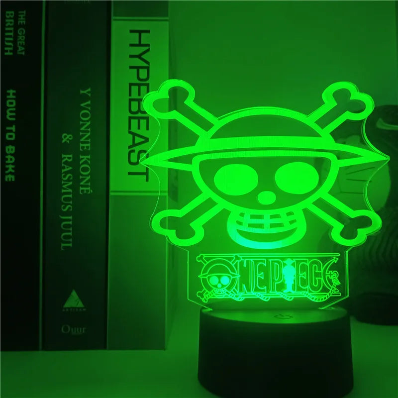 Lampe Veilleuse LED One Piece - Logo Skull Mugiwara (Vert Néon)