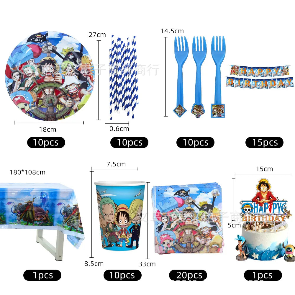 One Piece Premium Birthday Pack - Stoviglie e decorazioni (82 pezzi)