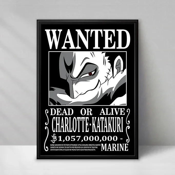 Poster One Piece Wanted - Charlotte Katakuri (Noir & Blanc)