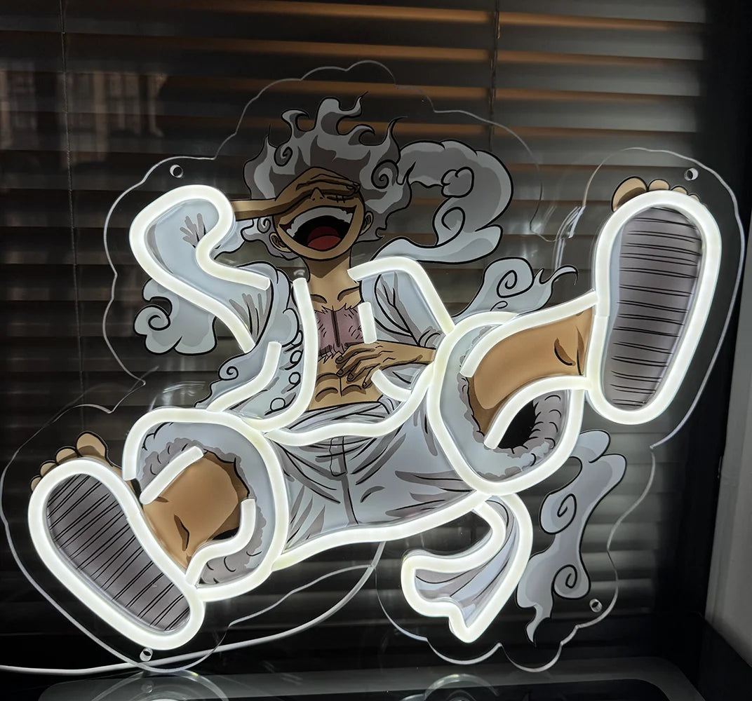 Lámpara de neón de One Piece - Gear 5 Luffy Awakening Blanco brillante