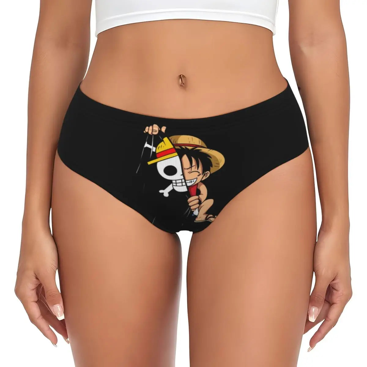 Mutandine One Piece - Ritratto di Monkey D. Luffy (nere)