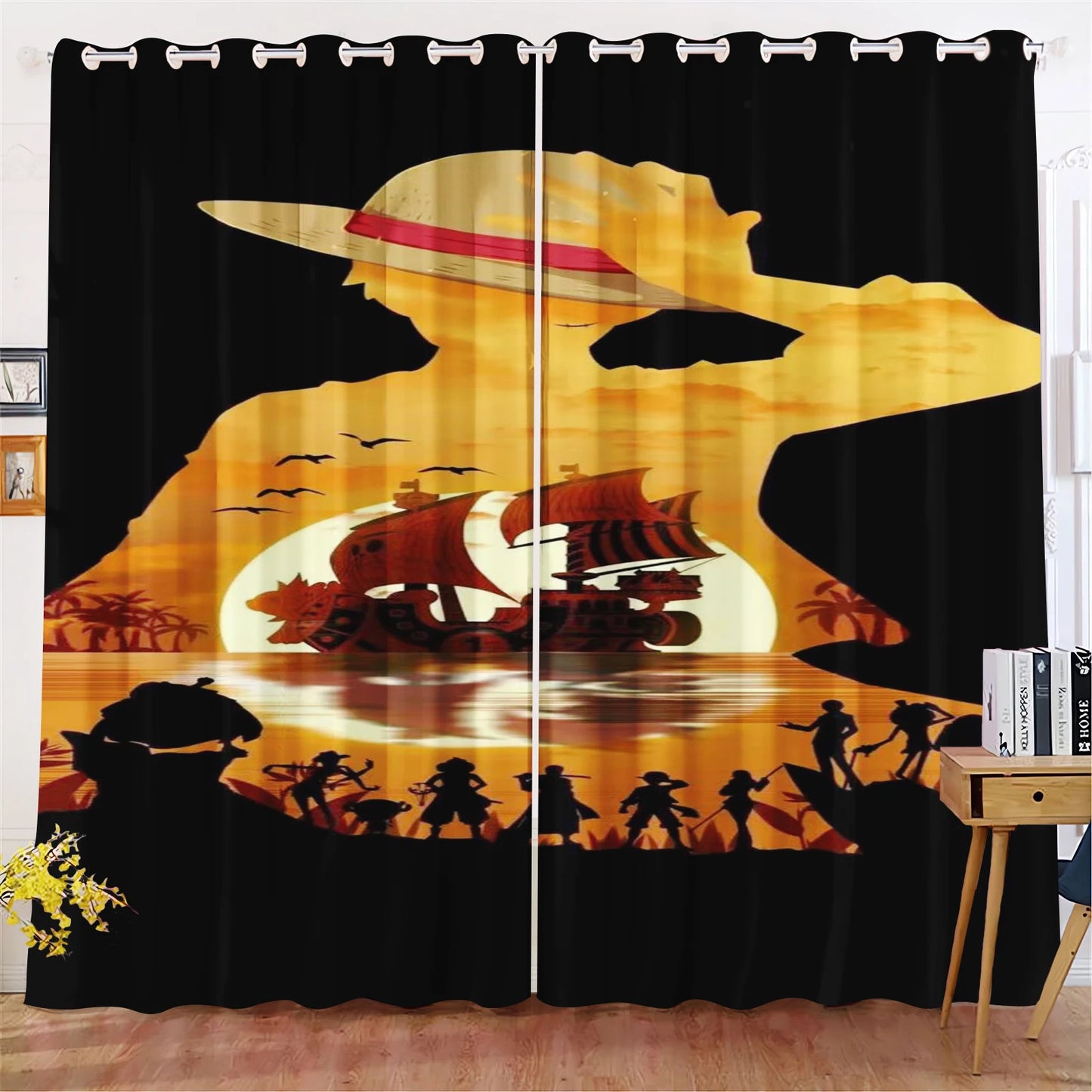 Rideau One Piece - Silhouette de l'Équipage au Coucher de Soleil