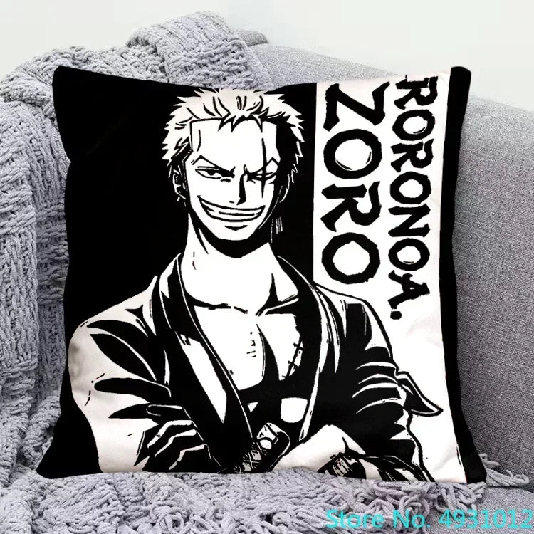 Funda de cojín de One Piece - Roronoa Zoro (retrato en blanco y negro)