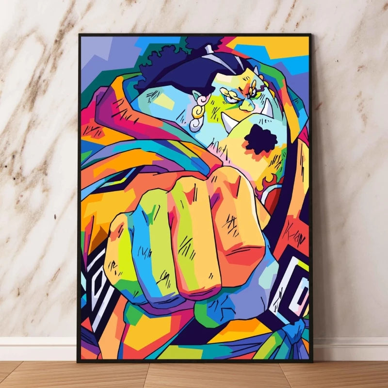 Pintura pop art de One Piece: Puño de Jinbe