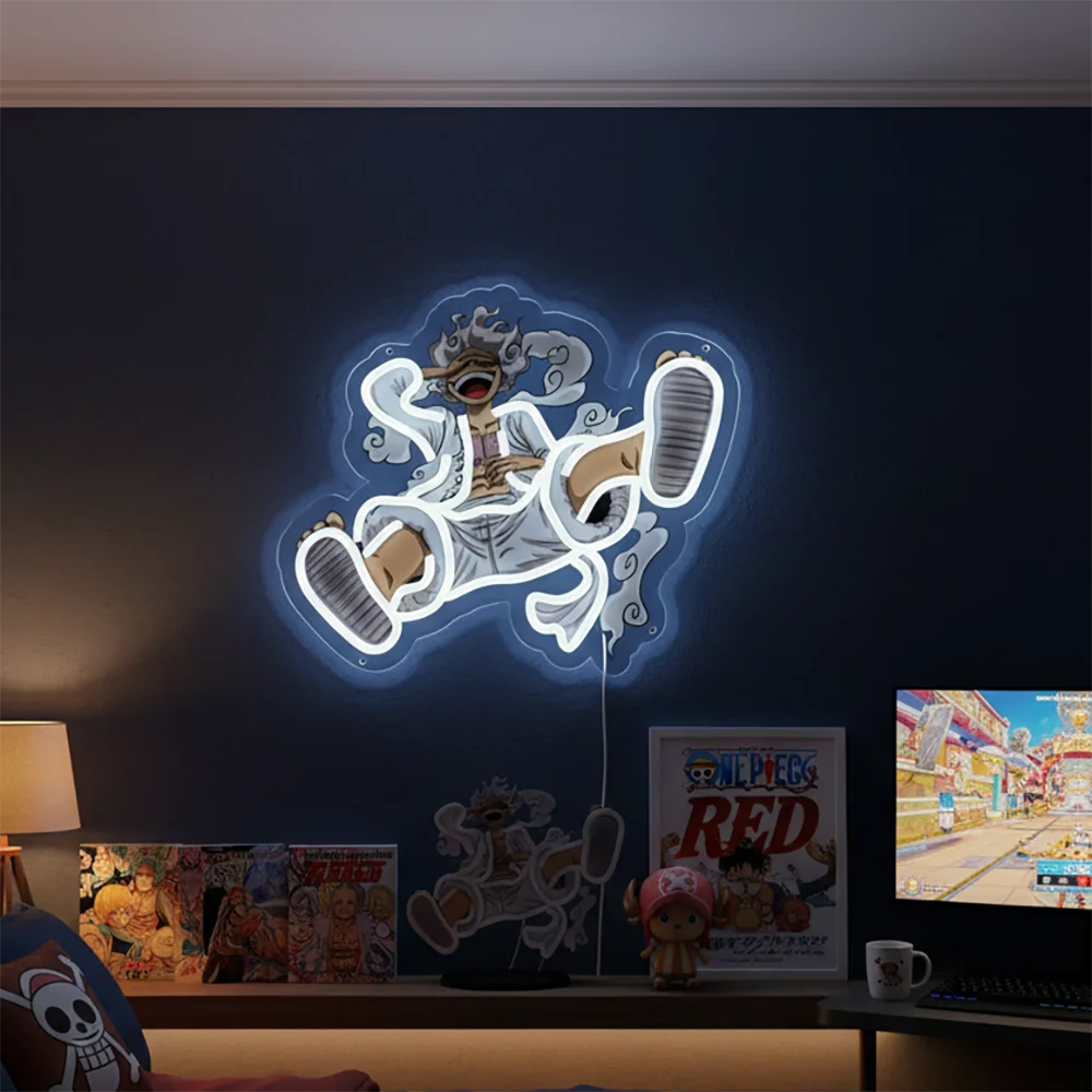 Lampe Néon One Piece - Gear 5 Luffy Éveil Blanc Éclatant