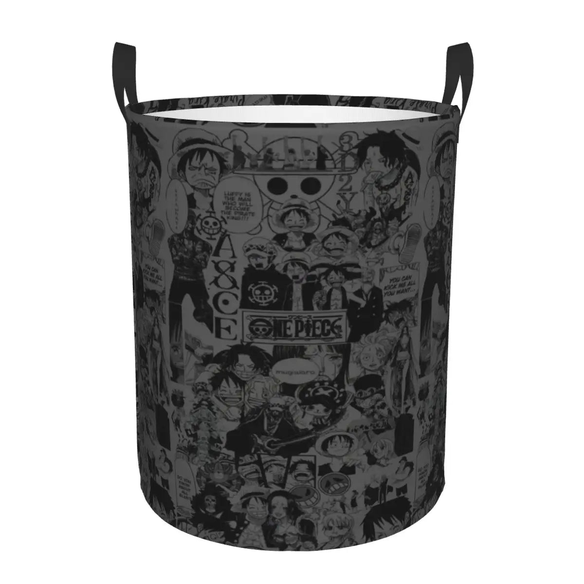 Cesto portabiancheria One Piece - Motivo Chibi su tutta la superficie (grigio)