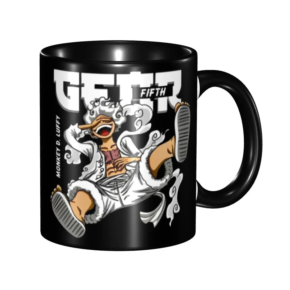 Taza de One Piece - Dibujo de Nika Gear 5 y acabado en madera