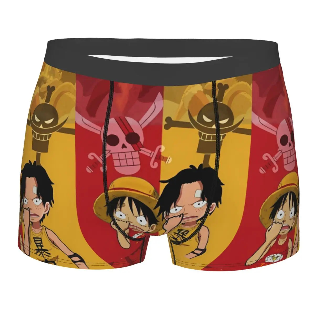 Calzoncillos tipo bóxer con símbolos piratas amarillos