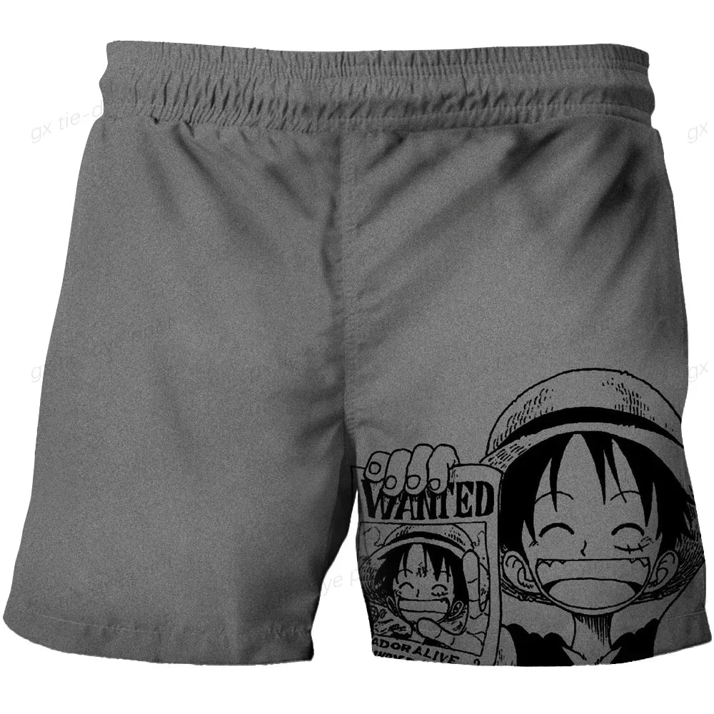 Bañador de One Piece - Estampado manga gris con retratos de la tripulación