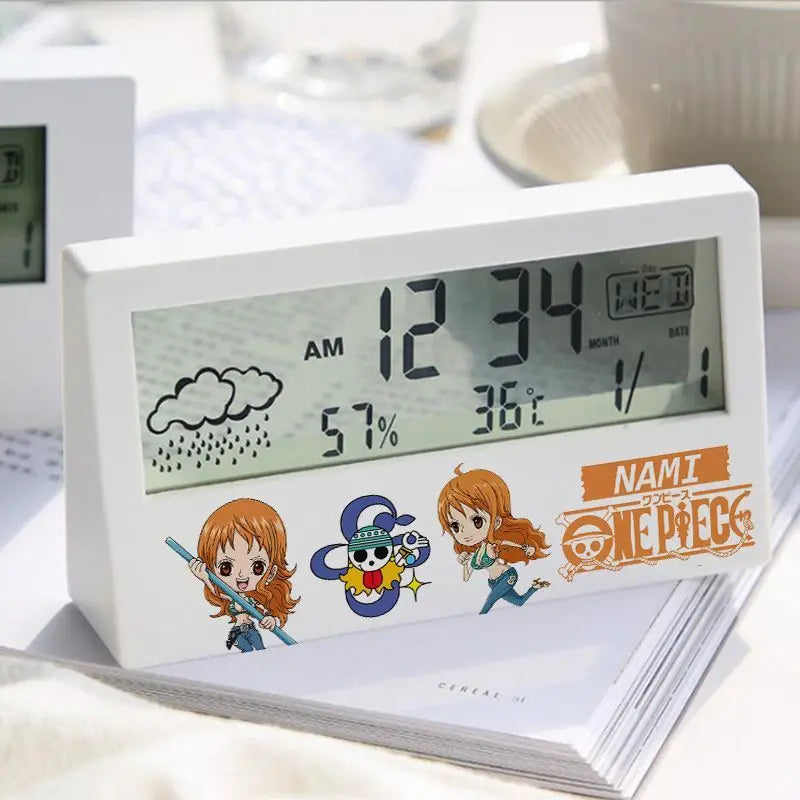 Reloj despertador digital de One Piece: Nami, Sanji y Franky (blanco)