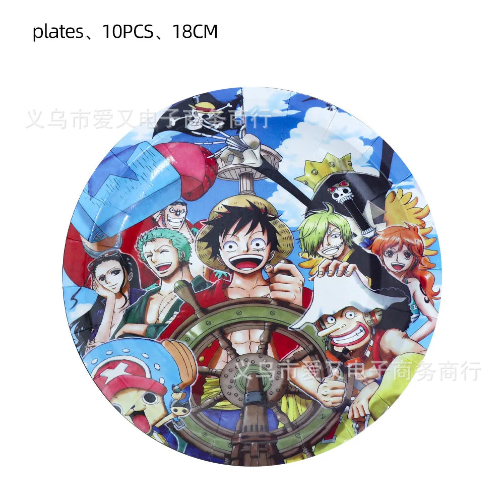 Platos de papel de One Piece - Diseño de la tripulación del Sombrero de Paja (paquete de 10)