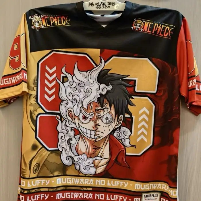 Maglietta da football di One Piece Luffy - Design Duality (rosso e arancione)