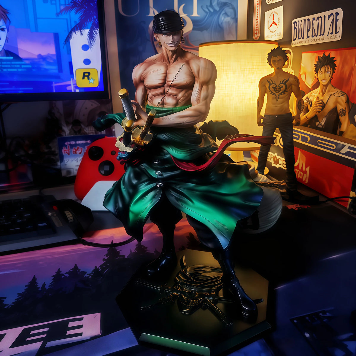 Statue One Piece Premium - Roronoa Zoro Style Wano (Effets LED/Aura)