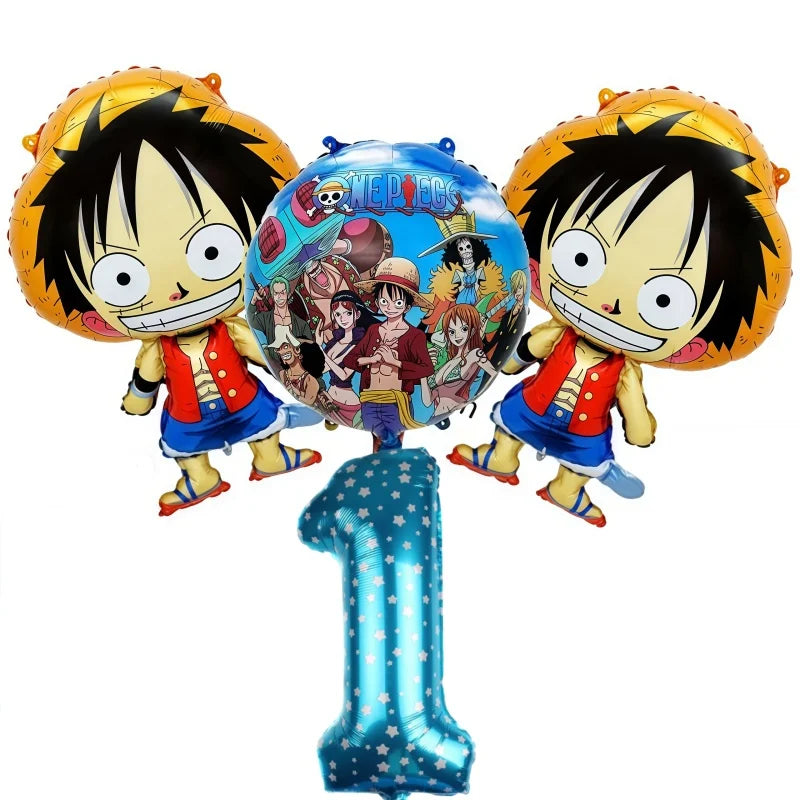 Kit palloncino One Piece - Decorazione per il 1° compleanno (numero blu)