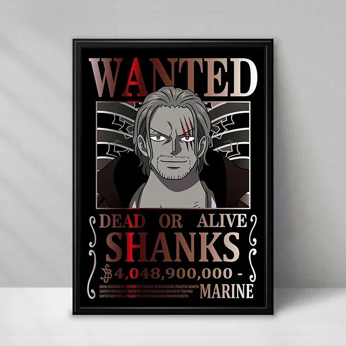 Póster de One Piece Wanted - Red Shanks (blanco y negro)