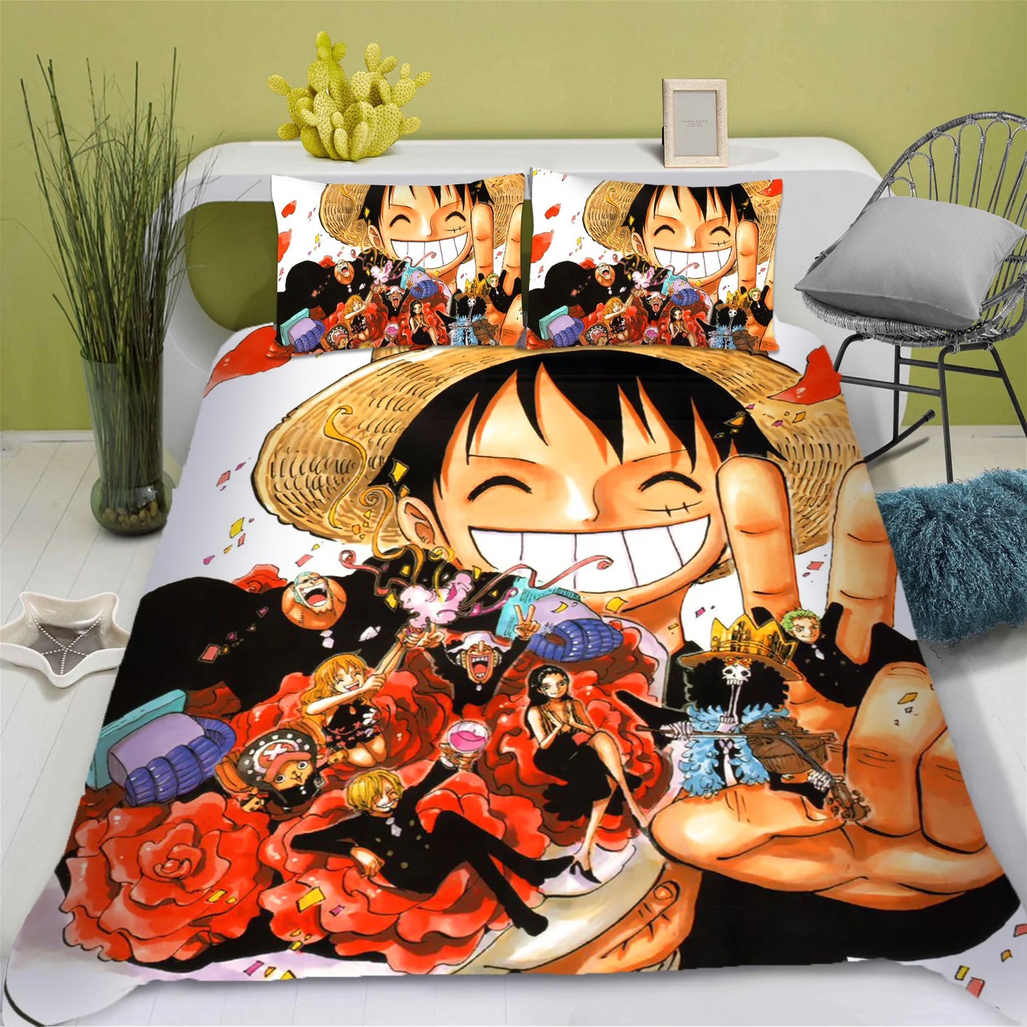 Parure de Lit One Piece - Ensemble Housse de Couette Luffy (Standard)