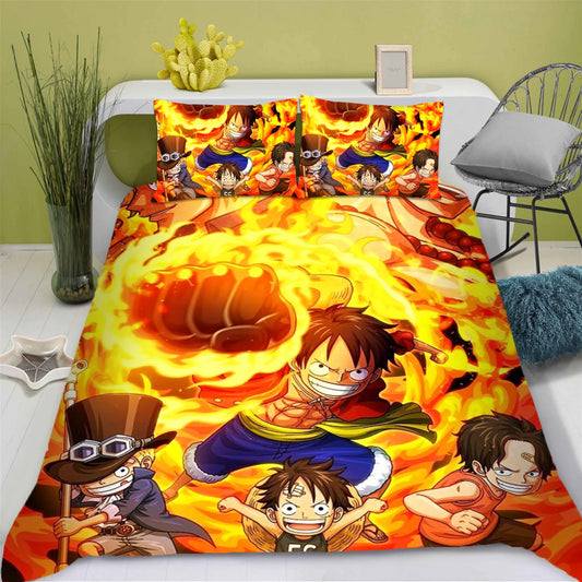 Set di biancheria da letto One Piece - Luffy e Ace (Fratelli del fuoco)