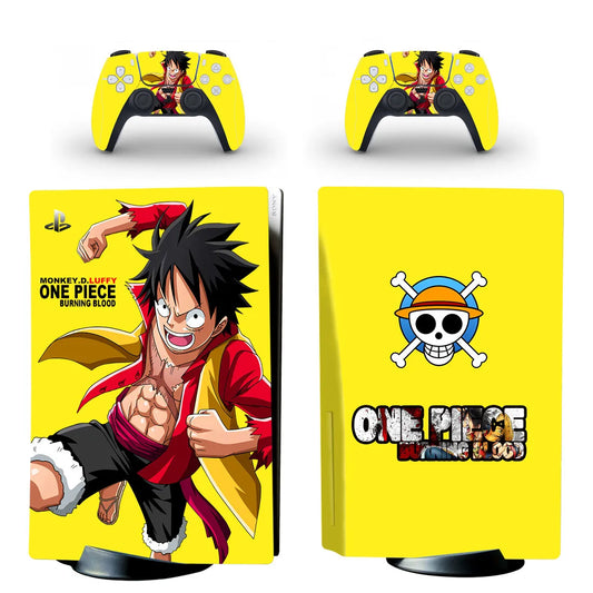 Adesivi One Piece PS5 - Logo Monkey D. Luffy e Jolly Roger Giallo