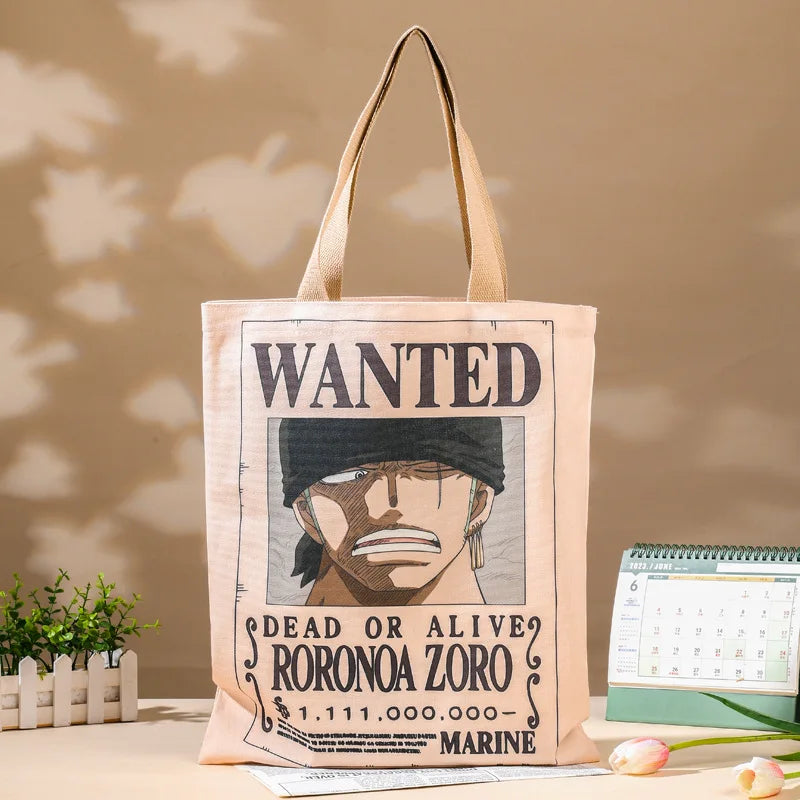 Borsa tote One Piece – Poster ricercato di Roronoa Zoro Spadaccino