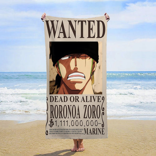 Asciugamano da spiaggia One Piece - Wanted Roronoa Zoro (Ritratto)