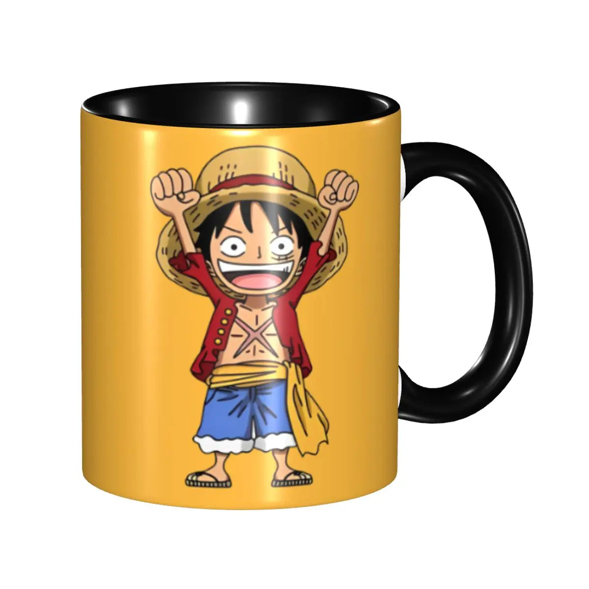 Taza de One Piece - Monkey D. Luffy Victory (fondo amarillo)