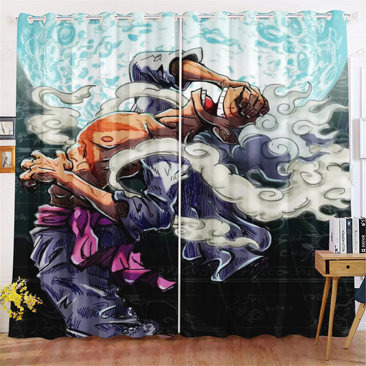 One Piece Curtain - Lotta di Luffy con Gear 5 (Effetti delle nuvole)