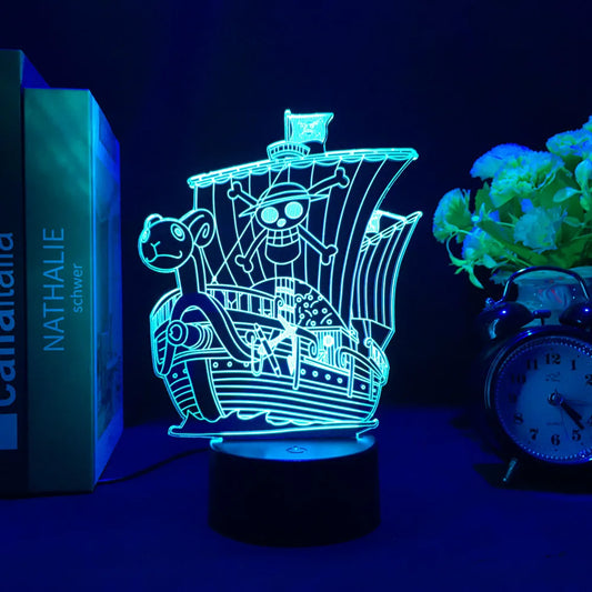 Luce notturna a LED One Piece - Modello di nave Vogue Merry (blu)