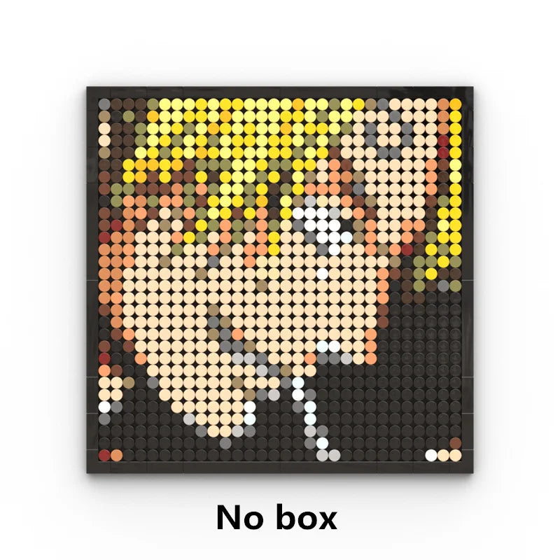 One Piece Pixel Art Mosaic Painting - Ritratto di Roronoa Zoro (mattoni)