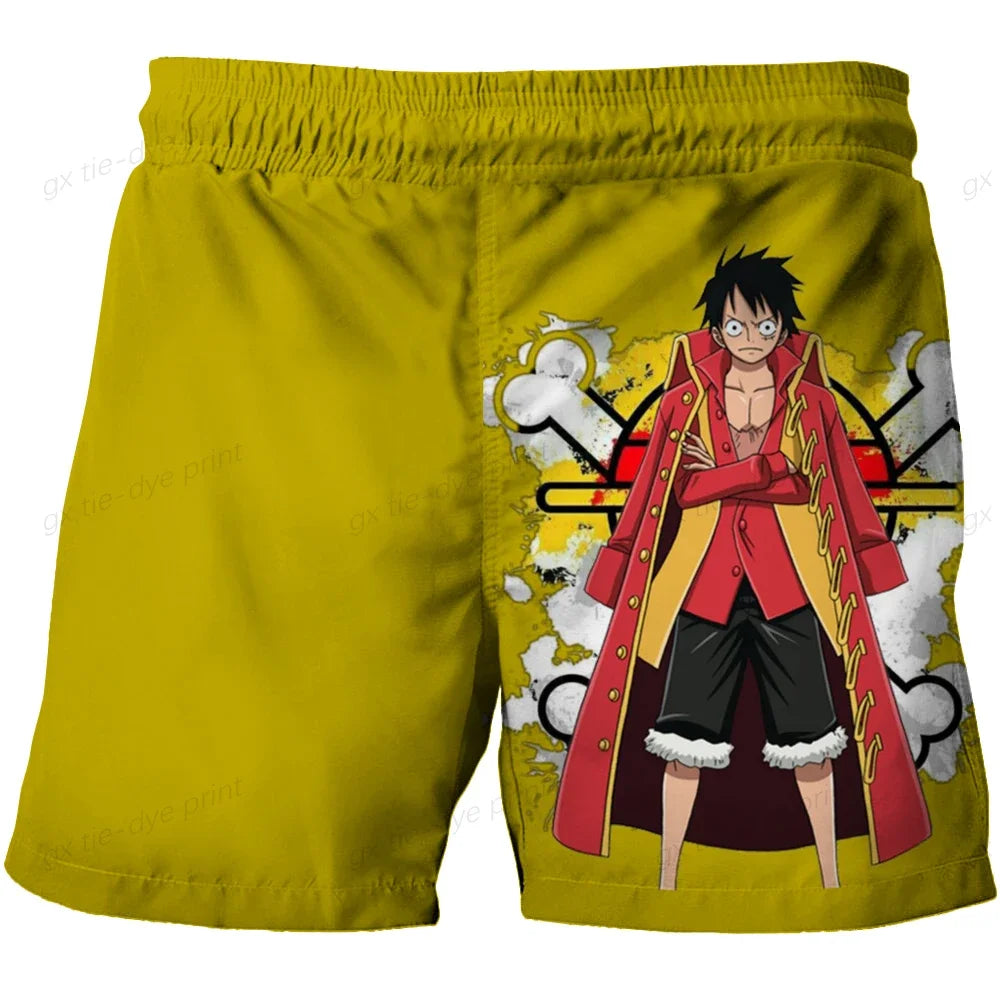 Pantaloncini da bagno interi - Design giallo con Luffy "Terra di Wano"