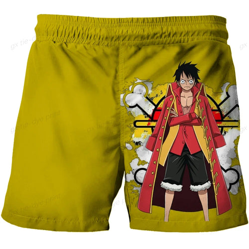 Pantaloncini da bagno interi - Design giallo con Luffy "Terra di Wano"