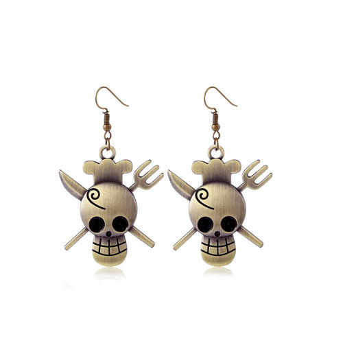 Pendientes de One Piece: Espadas cruzadas y calavera de guerrero