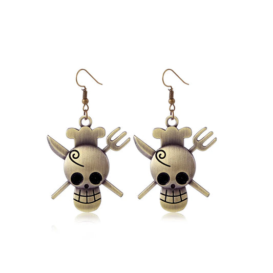 Boucles d'oreilles One Piece - Sabres Croisés & Crâne Guerrier
