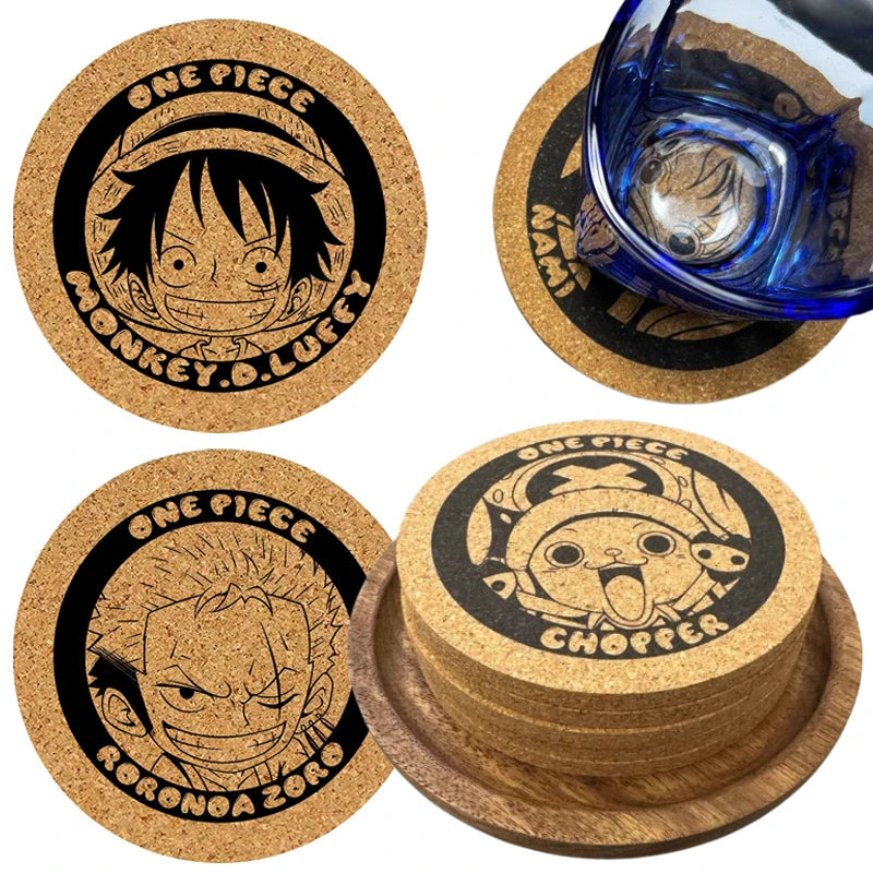 Posavasos de One Piece - Se busca Roronoa Zoro con corcho grabado