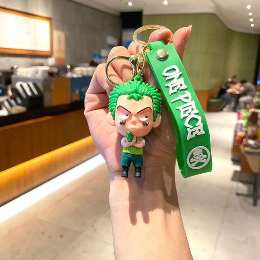 Portachiavi dei cartoni animati di One Piece – Zoro sfondo verde