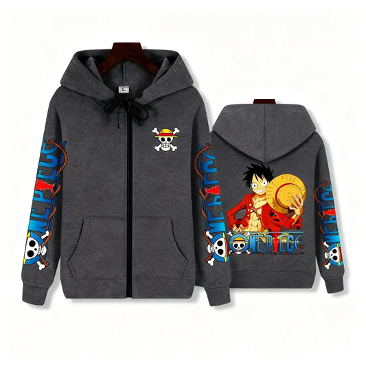 Felpa con cappuccio nera One Piece - Cappello Monkey D. Luffy