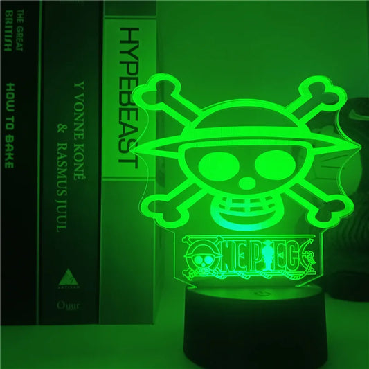 Lampe Veilleuse LED One Piece - Logo Skull Mugiwara (Vert Néon)