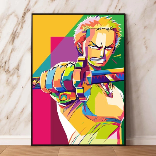 Pintura Pop Art de One Piece - Combate de Roronoa Zoro