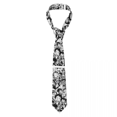 Corbata de One Piece con estampado manga en blanco y negro