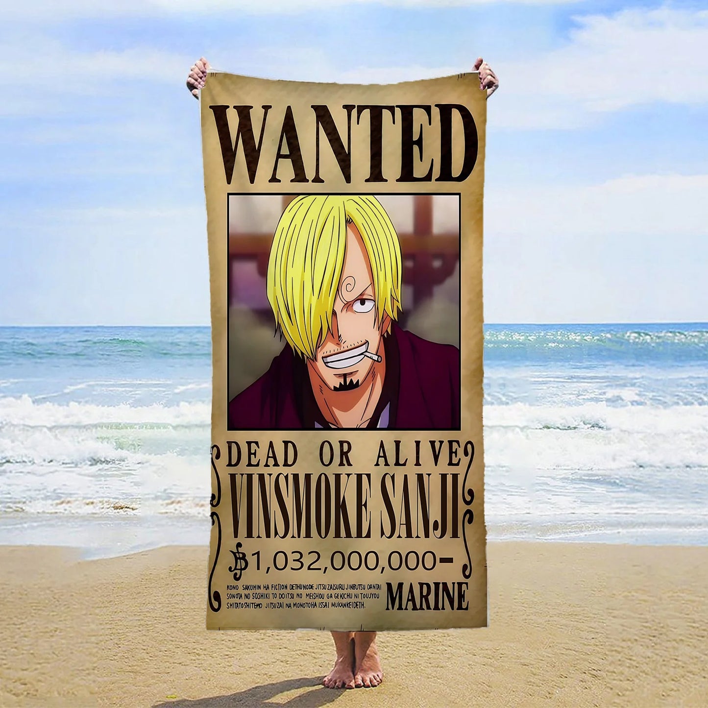 Toalla de playa de One Piece - Se busca Vinsmoke Sanji (Solo vivo)