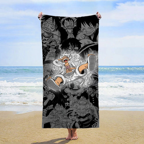 Toalla de playa de One Piece - Ilustración en tinta estilo Zoro