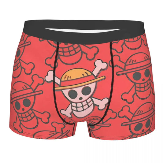 Boxer One Piece - Logo Jolly Roger Mugiwara (Rosso)