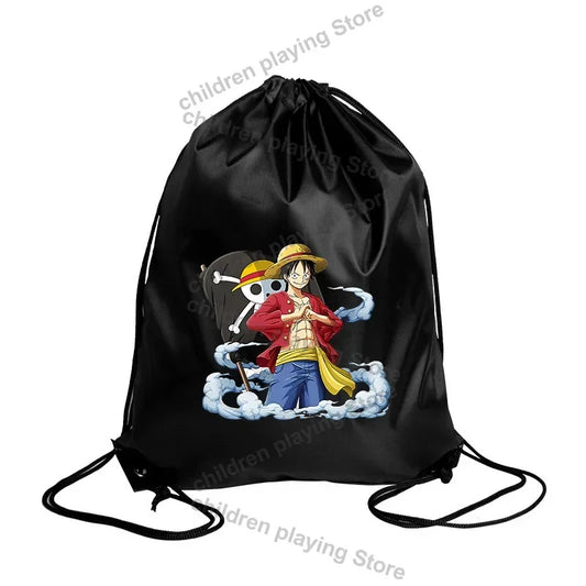 Bolsa con cordón de One Piece: Ilustración de Monkey D. Luffy sentado