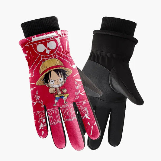 Guanti One Piece – Illustrazione di Monkey D. Luffy Rossi
