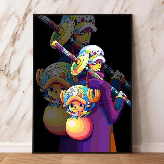 Cuadro Pop Art de One Piece: Trafalgar Law y Chopper (Multicolor)