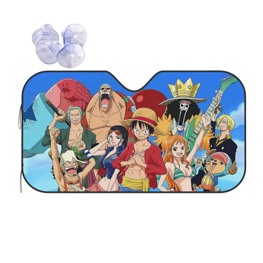 Por el sol en coche One Piece - Los Sombreros de Paja mirando al horizonte