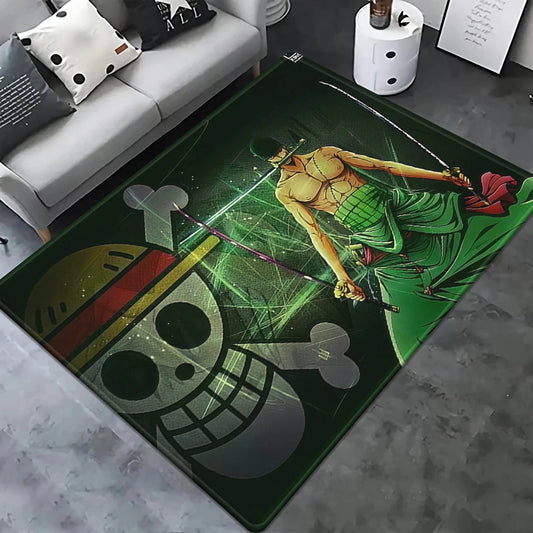 Tappeto One Piece - Roronoa Zoro con sfondo bandiera pirata