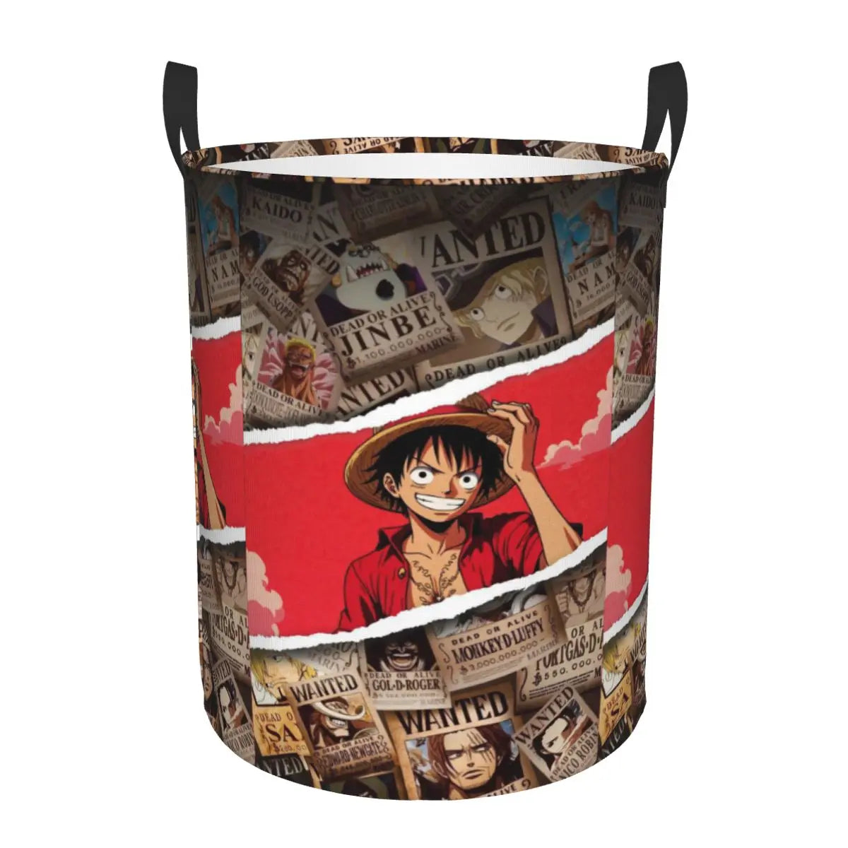 Cesto della biancheria di One Piece - Ritratto di Monkey D. Luffy "Sfondo rosso"